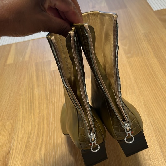 AEYDE  kitten heels Molly ankle boots with stripes of Croc- Embossed  NWOB - Picture 8 of 12